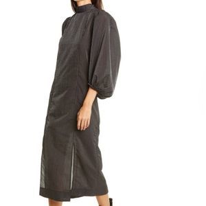 Ganni Statement Sleeve Gingham Seersucker Midi Dress Size EU 36 / US 4 Small NWT